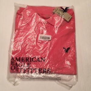 American Eagle Pink Polo Tee mens size small NWT